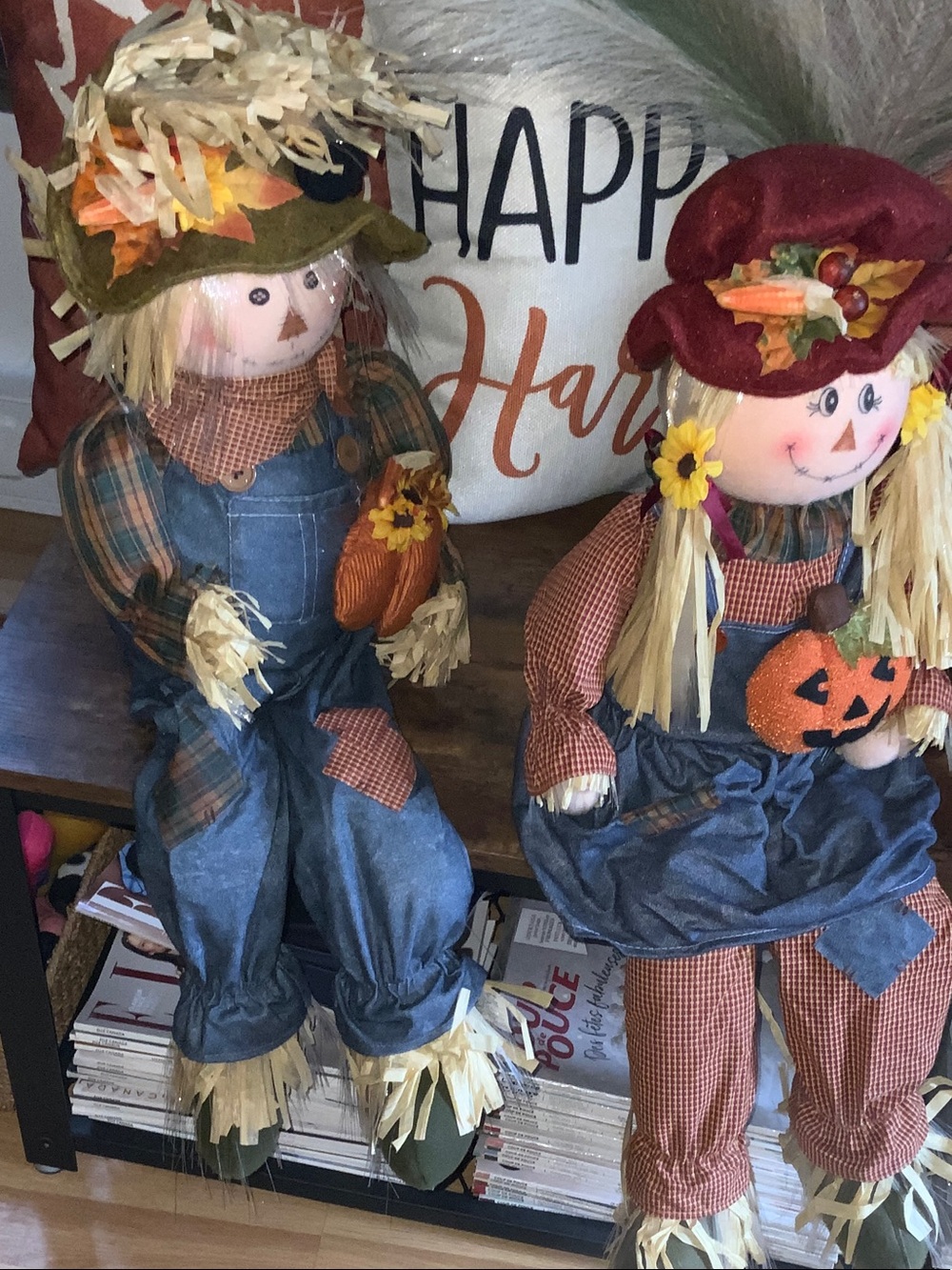 🍂Sitting Girl&Boy Halloween Scarecrow🌻